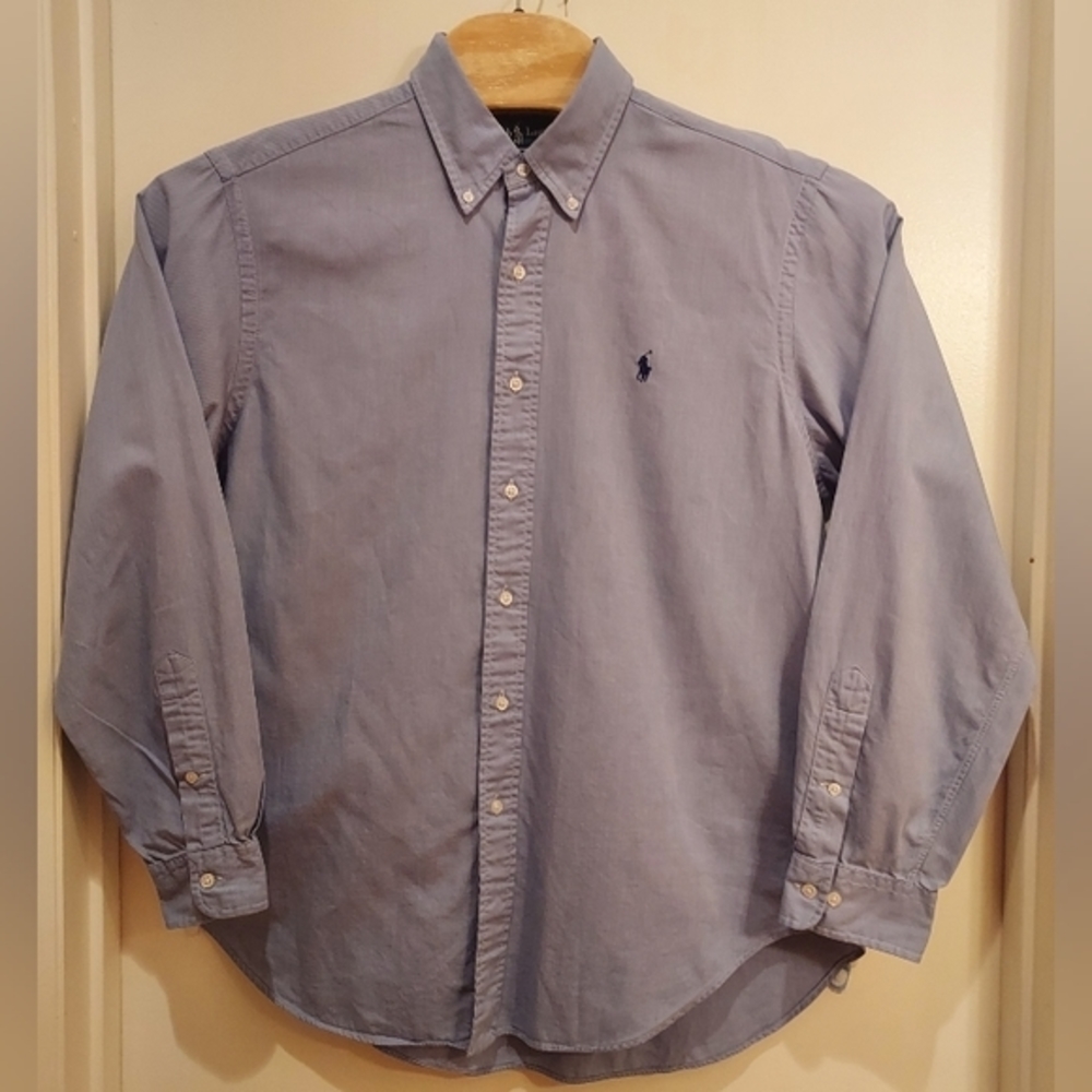 Ralph Lauren Classic Fit Men's Button Down Shirt Size 16‎ 1/2 34-35 Blue & White